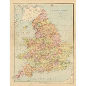  Bartholomew 1870 Antique Map of England & Wales Office 