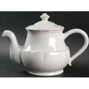    Linen White Tea Pot & Lid, Fine China Dinnerware: Kitchen & Dining