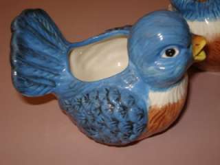 pcs VINTAGE SET PORCELAIN BLUE BIRD ROBIN CREAM SUGAR BOWL LID SPOUT 