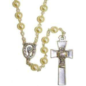  First Communion Rosaries with 6mm Imitation Pearl Beads 