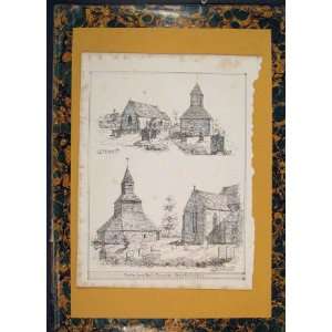   Detached Bell Towers Herefordshire England Old Print: Home & Kitchen