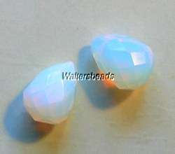 Briolette Focal Beads Opal White 15x10MM Drilled (2)  