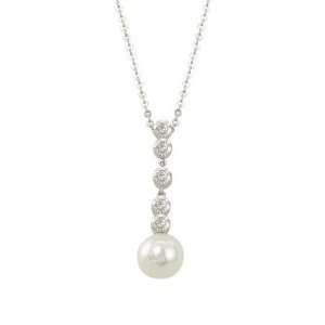   White Gold White Pearl Drop & Diamond Necklace DivaDiamonds Jewelry