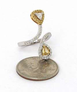 BEAUTIFUL 18K GOLD & 1 CARAT FANCY DIAMONDS BAND RING  