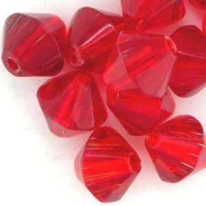  20 RUBY RED ROCKn CRYSTAL 6MM FACETED BICONE BEADS