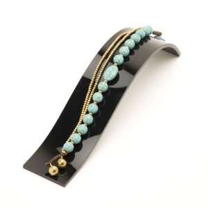  New vintage women turquoise bead chain charms bracelet by 
