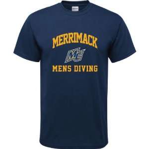  Merrimack Warriors Navy Youth Mens Diving Arch T Shirt 
