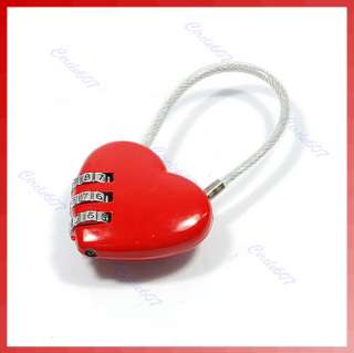 Mini Resettable Combination Padlock Heart Lock 3 Digits  