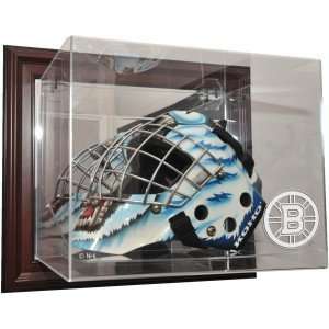 Boston Bruins Goalie Mask Case Up Display Case, Mahogany  