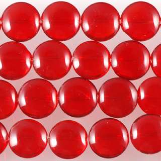 20mm Hot Red Crystal Glass Flat Button Coin Loose Beads  