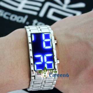 NEW Steel Unique Mirror Red & Blue LED Sports Unisex Fashion Date 