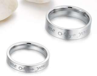 Titanium Steel His & Her Promise Ring Couple Wedding Bands Many Sizes 