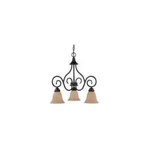  Moulan   3 Light Chandelier   Arms Down W/ Champagne Linen 