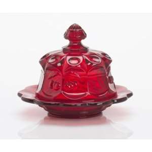 Mosser Glass Cherry Butter Dish   Red:  Kitchen & Dining