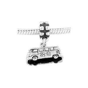    Sterling Silver Hippie Groovy Bus Dangle Bead Charm Jewelry