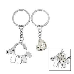  Miss You Palm Heart Lovers Key Chain Key Ring 2 pcs: Home 