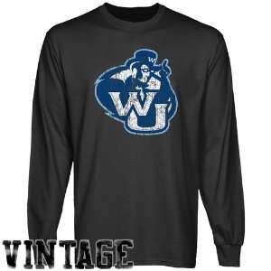 Washburn Ichabods Charcoal Distressed Logo Vintage Long Sleeve T shirt 