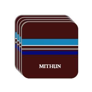 Personal Name Gift   MITHUN Set of 4 Mini Mousepad Coasters (blue 