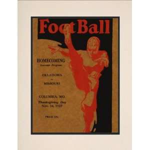  1927 Missouri vs Oklahoma 10.5x14 Matted Historic Football 