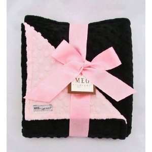  Pink & Black Minky Blanket: Baby