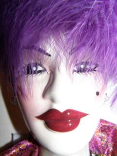 Purple Porcelain Mardi Gras Wall Ceramic Doll Face Mask  