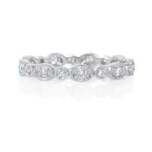   Antique Style 18k White Gold Eternity Wedding Band Ring: Jewelry