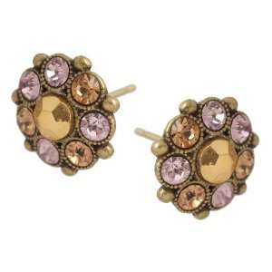Michal Negrin Round Stud Earrings Decorated With Sparkling and 