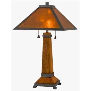   ! 27 Mission Real Amber Mica Shade Table Desk Lamp: Home Improvement