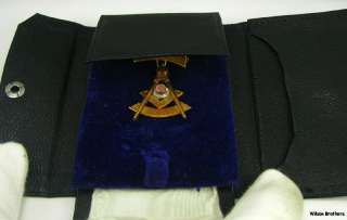 Moonstone Past Master 1943 Jewel Medal   10k White Yellow Gold Masonic 