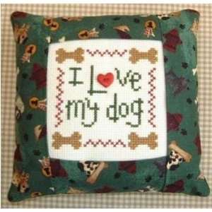  I Love my Dog Pillow Kit   Cross Stitch Kit: Arts, Crafts 