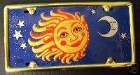 Celestial SUN MOON STARS Airbrush License Plate, FRAME  