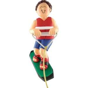  Brown Hair Male Wakeboarder Christmas Ornaments: Sports 