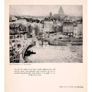   George Warshawsky Quartier Latin Sorbonne   Original Halftone Print
