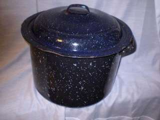 Vintage,Enamelware,Blue Speckled,Large,Canning Pot  
