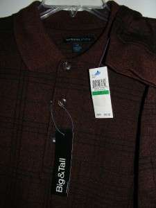 New $50 VAN HEUSEN Studio burgundy madder l/s winter shirt Big & Tall 