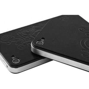   iPhone 4 4S Black Swirls OEM ZAGG Protective Leather Skin: Electronics