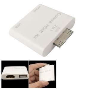   White USB HDMI 19 Pin Female Adapter for Apple iPad 2: Electronics