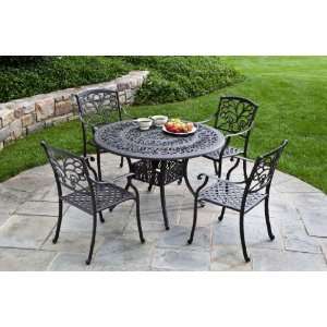 Alfresco Home Mariposa Cast Aluminum 48\\ Round Dining Table Group in 