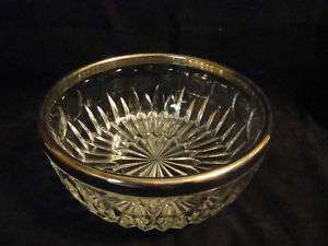 Starburst cut glass bowl silver plate rim 9 X 3 3/4  