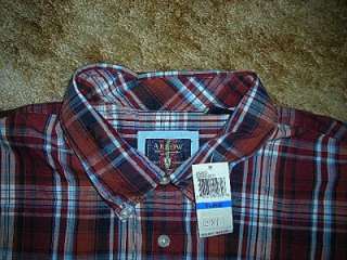 Arrow L/S Cotton Casual Shirt~Rust Plaid~$44~XLG~NWT  