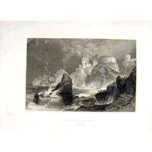  1838 Scotland View Dunbar Castle Lothian Rocks Sea: Home 