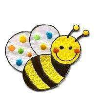 JOLLY BUMBLE BEE, LARGE EMBROIDERED IRON ON APPLIQUE/PATCH  