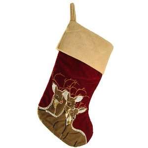   Red Reindeer Christmas Stocking With Jingle Bells: Home & Kitchen