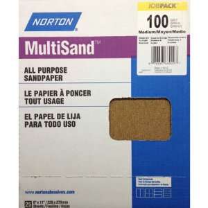 Norton MultiSand Job Pack All Purpose Sandpaper 9x11 Sheets 100 Grit 