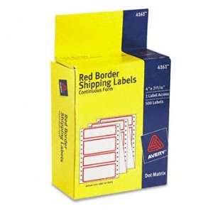  Avery® Dot Matrix Red Border Shipping Labels LABEL,TAB 
