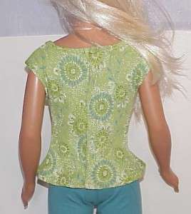 My Size Barbie Green & Teal Circles Ribbed Knit Top  