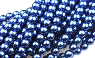 75 Royal Blue Czech Glass Pearl Beads 6MM  