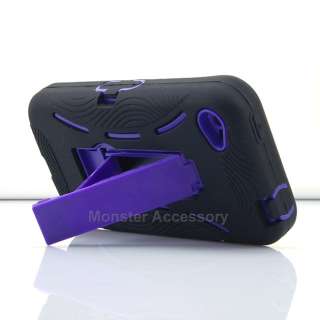 Black Purple Kickstand Double Layer Hard Case Gel Cover Apple iPhone 4 