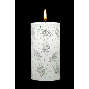 Leaves ~ Outline   3x6 Decorative Pillar Candle Printed Black