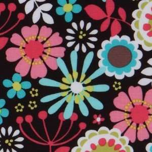  brown Michael Miller fabric Lazy Daisy turquoise flower 